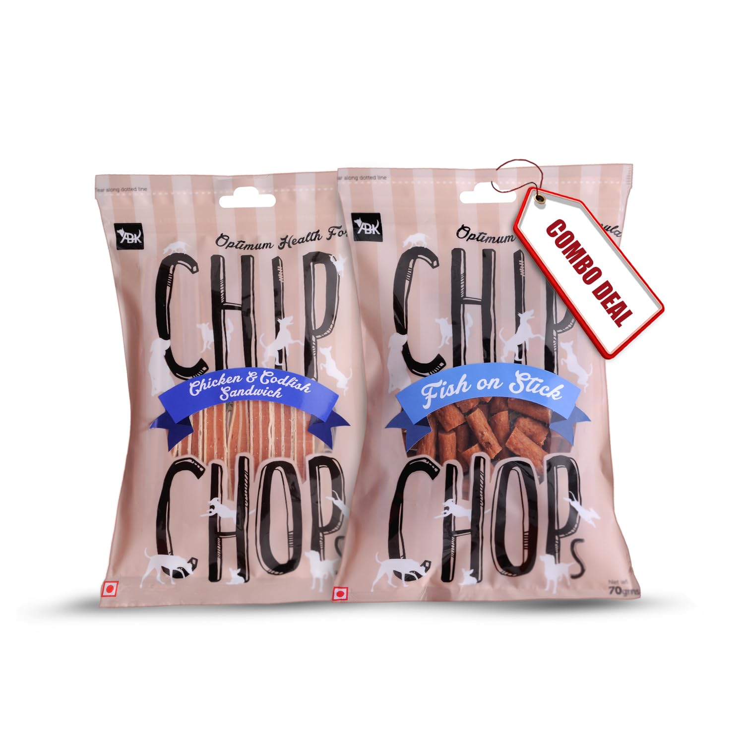Pet Treat Combo-Chip Chops Chicken & Codfish Sandwich with Fish on Stick Dog Treat, 140g, Optimum Health Formula (B08KLNXY7F) Amazon Price History, Amazon Price Tracker