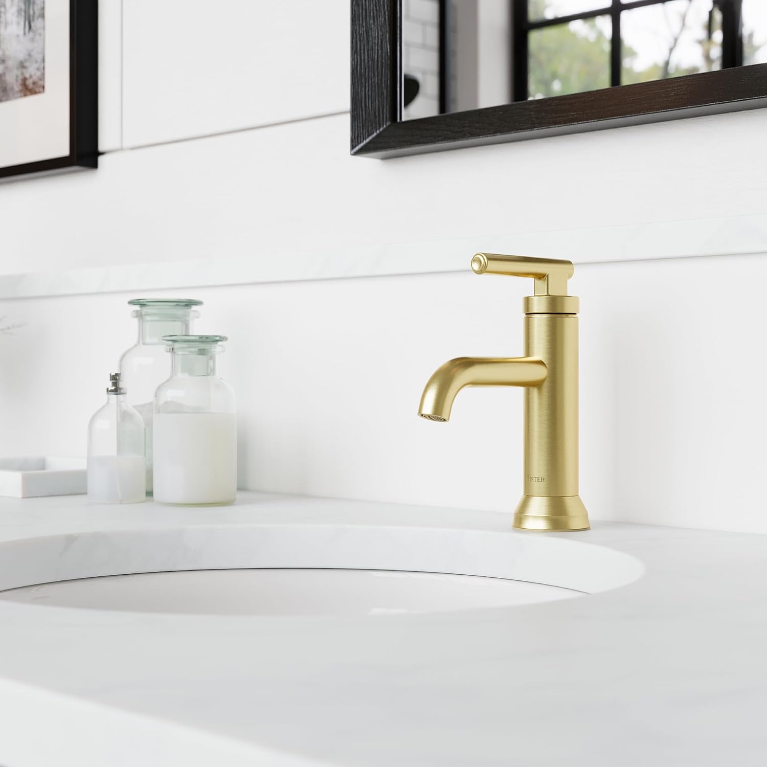 pfister capistrano bathroom sink faucet, single control, 1-handle, single hole, nsf certified, brushed gold finish, lf042csobg brushed gold 1 pack single control