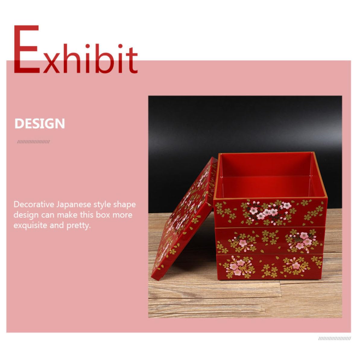 Boîte à Bento Japonaise Rouge en Plastique, Design Trois Couches Compact, pour Stocker Aliments et Fruits Lors de Déplacements