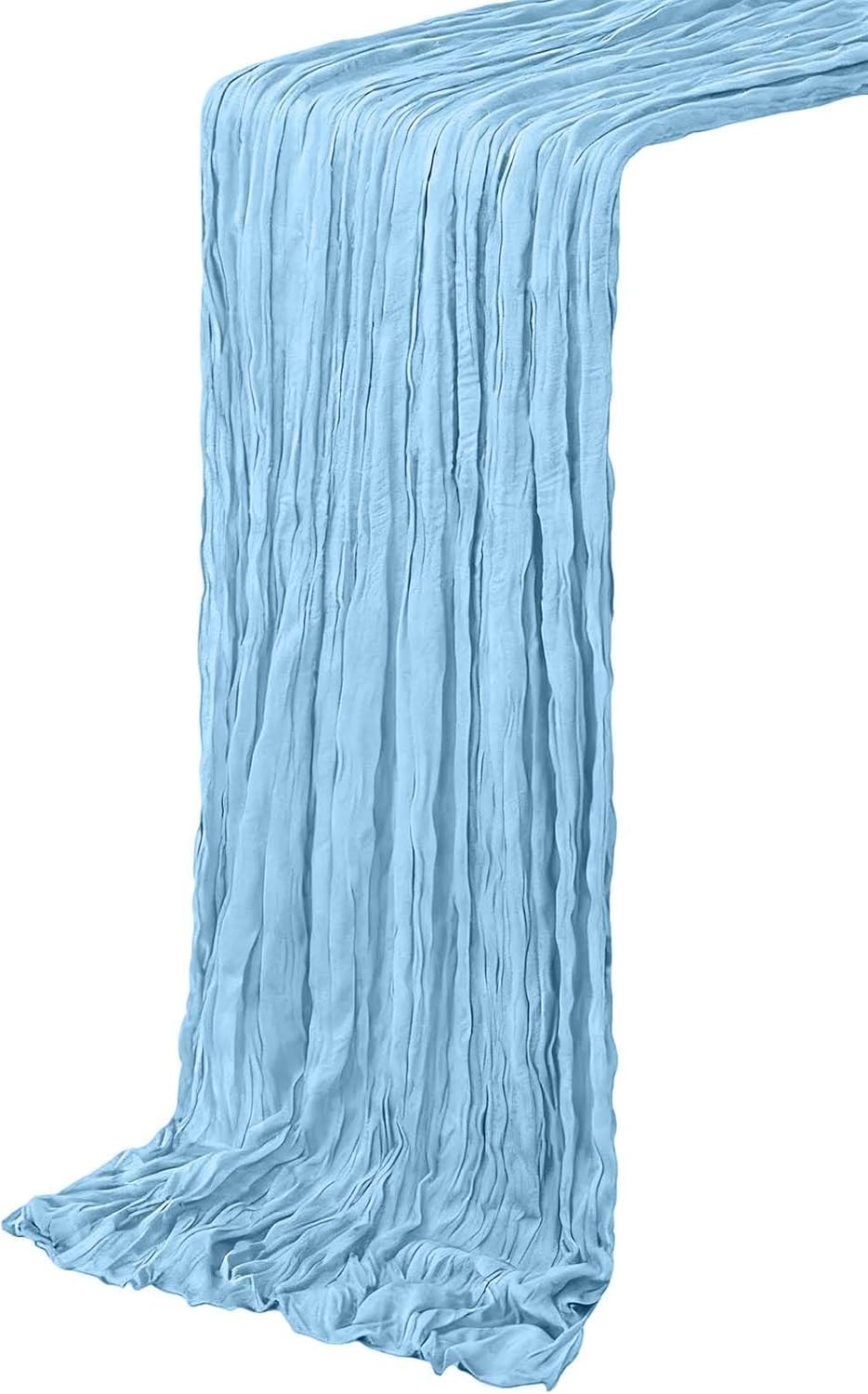 Emerald Green Cheesecloth Table Runner 10Ft + 6 Napkins + 6 Wood Bead Tassel Napkin Rings Gauze Runner Napkins Set for Wedding Baby Shower Birthday Dining Table Decor