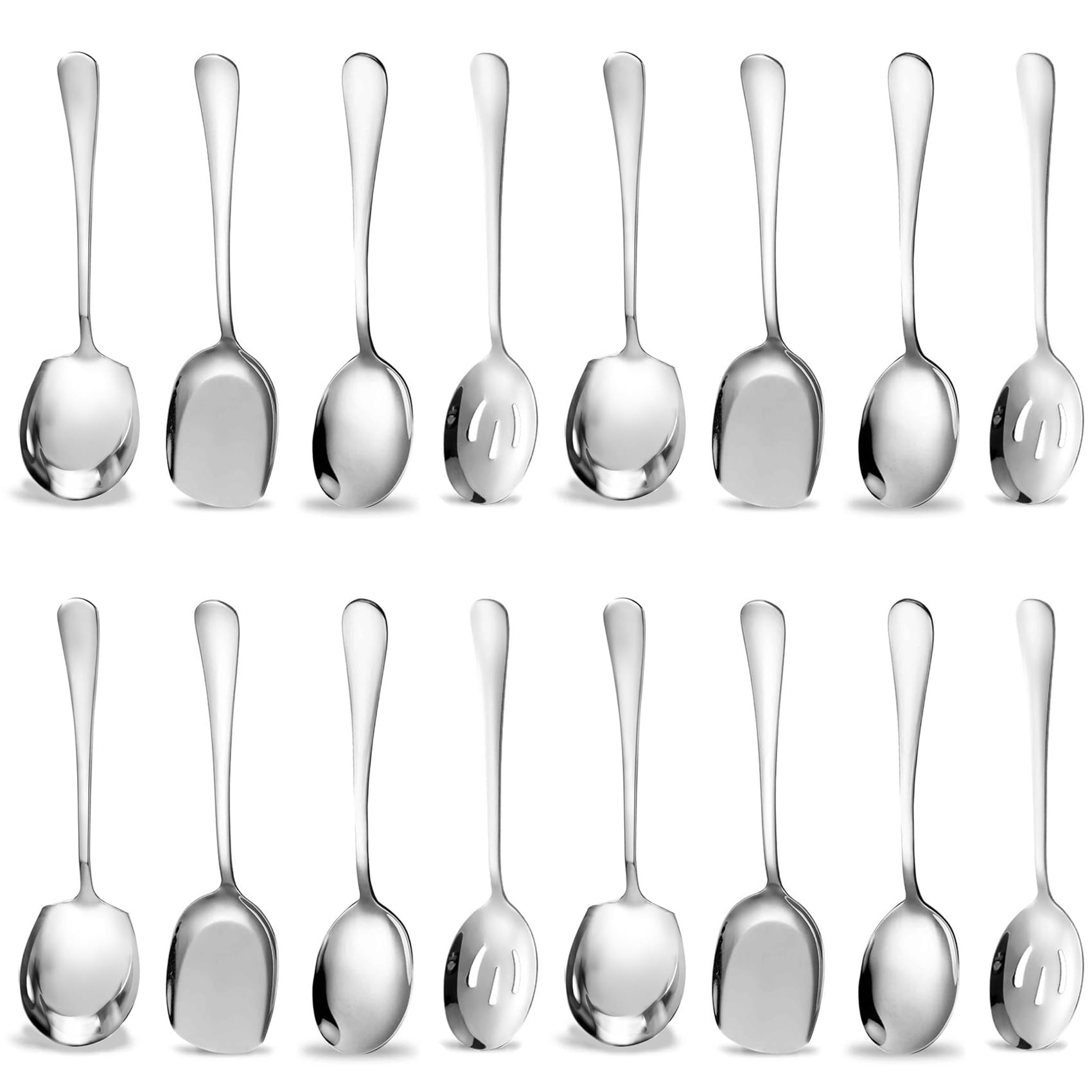 Aundhegrtt Serving Spoons Large,16Pcs Stainless Steel Buffet Serving Spoon Long Handle Soup Spoons Cooking Spoon,for Home