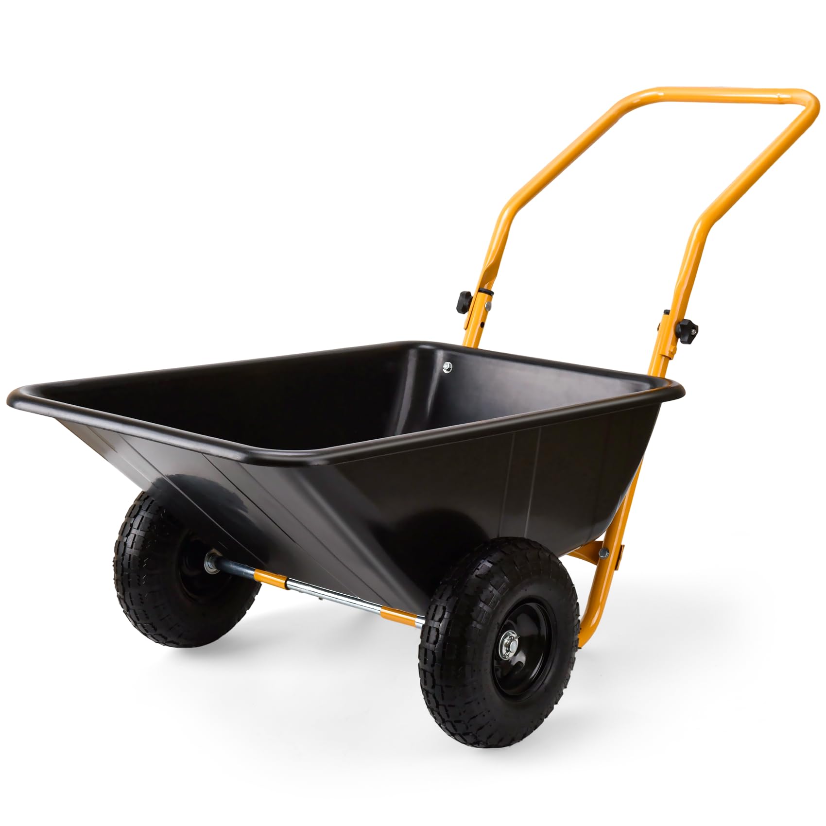 Foldable Handle 2 Wheel Garden Cart with 10" Pneumatic Tires-Heavy Duty Yard Wagon for Soil,Mulch,Plants,Easy Storage,High Stability&amp;Quick Assembly(Black)