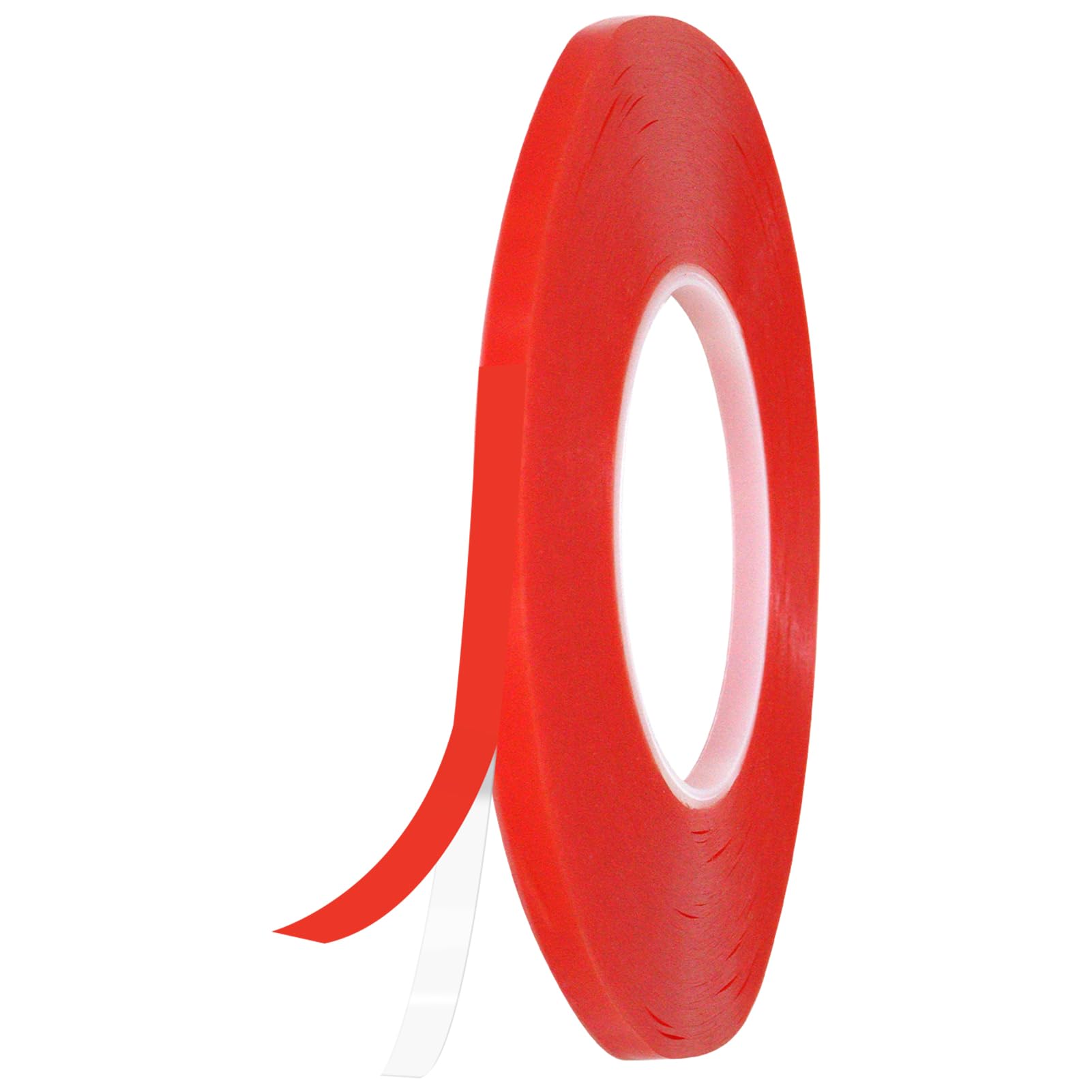 Cateye Red Double Sided Tape 6mm x 50m x 0.2mm, Transparent PET Double Sided Adhesive Tape, Clear Invisible Mounting Tapes for Electronics, Glass, Metal, PVC, Car Accessories And Home Decoration