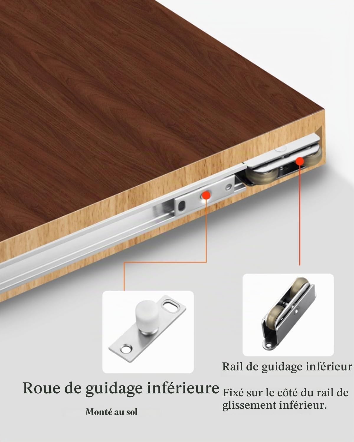 Rail Porte Coulissante Kits de Quincaillerie pour Rail de Porte Invisible avec Fermeture Amortie, Rail de Porte de Chambre Dissimulé de 1,20 m, 150 m Ou 1,80 m(120cm/47.2inch/3.9ft)