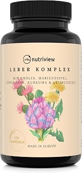 milk thistle artichoke dandelion liver complex with turmeric gentian & choline - 120 capsules - high dose with 80% silymarin & 5% cynarine - no additives - vegan - bitter substances