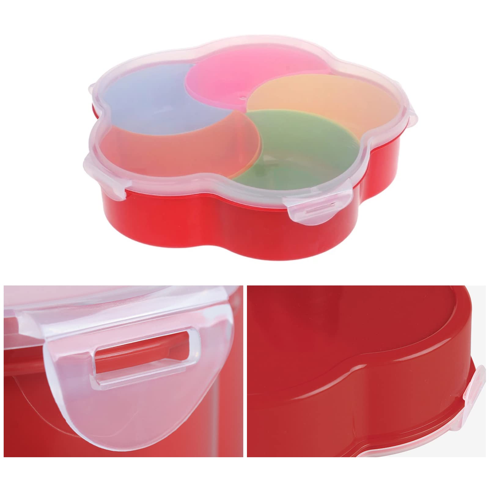 Contenitore Per Snack A Forma Di Fiore Dovhmoh, Rosa, Con Coperchio E 6 Scomparti