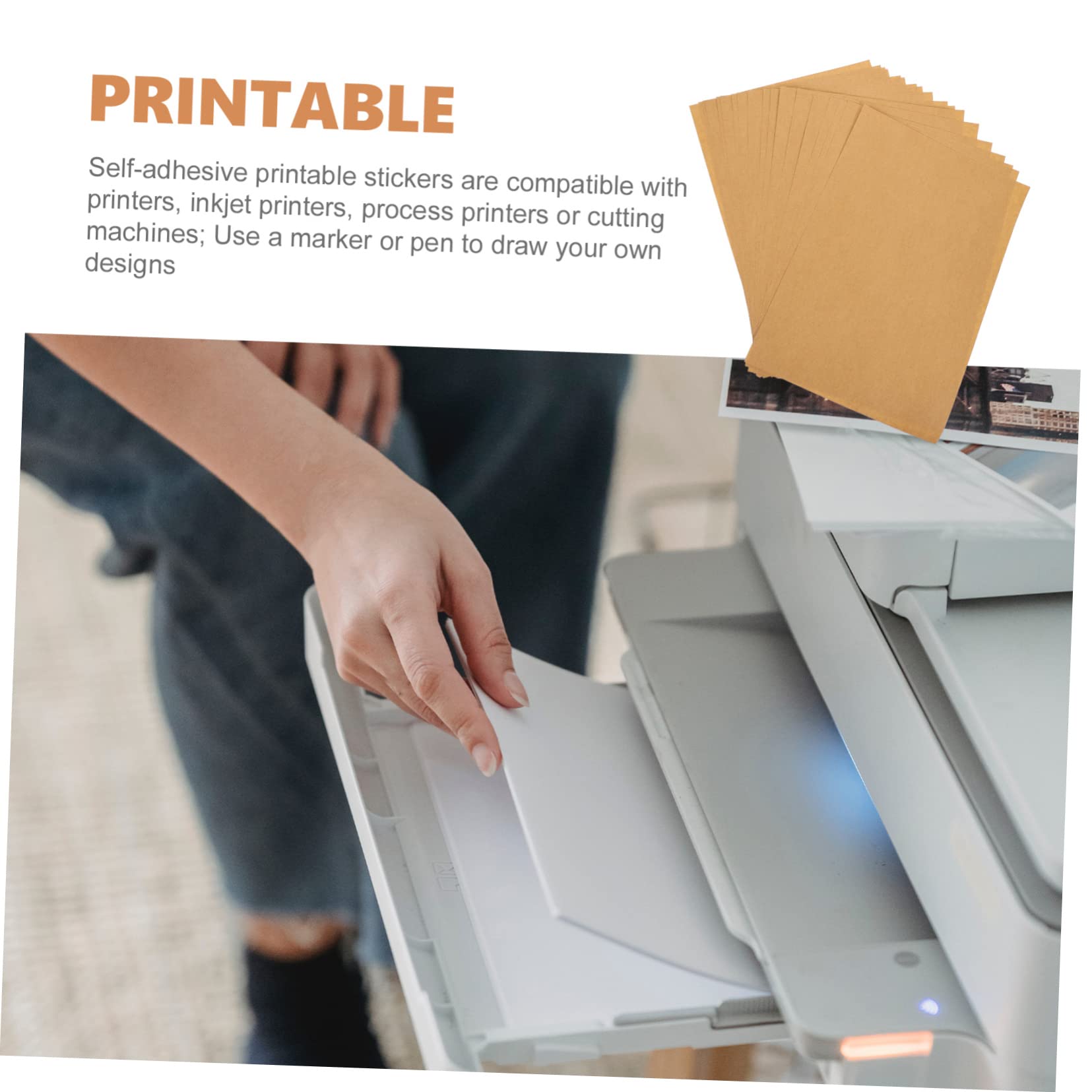 Étiquettes Autocollantes en Papier Kraft Vierge A4, 100 Feuilles