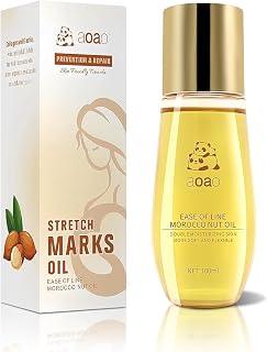 AOAO Stretch Mark Oil for Pregnancy and Body Oil for Pregnant Women, Morocco Nut Oil Help for Scars and Stretch Marks Removal and Prevention, Repair, Firming & Smoothing Fine Lines - 100ml/1pack