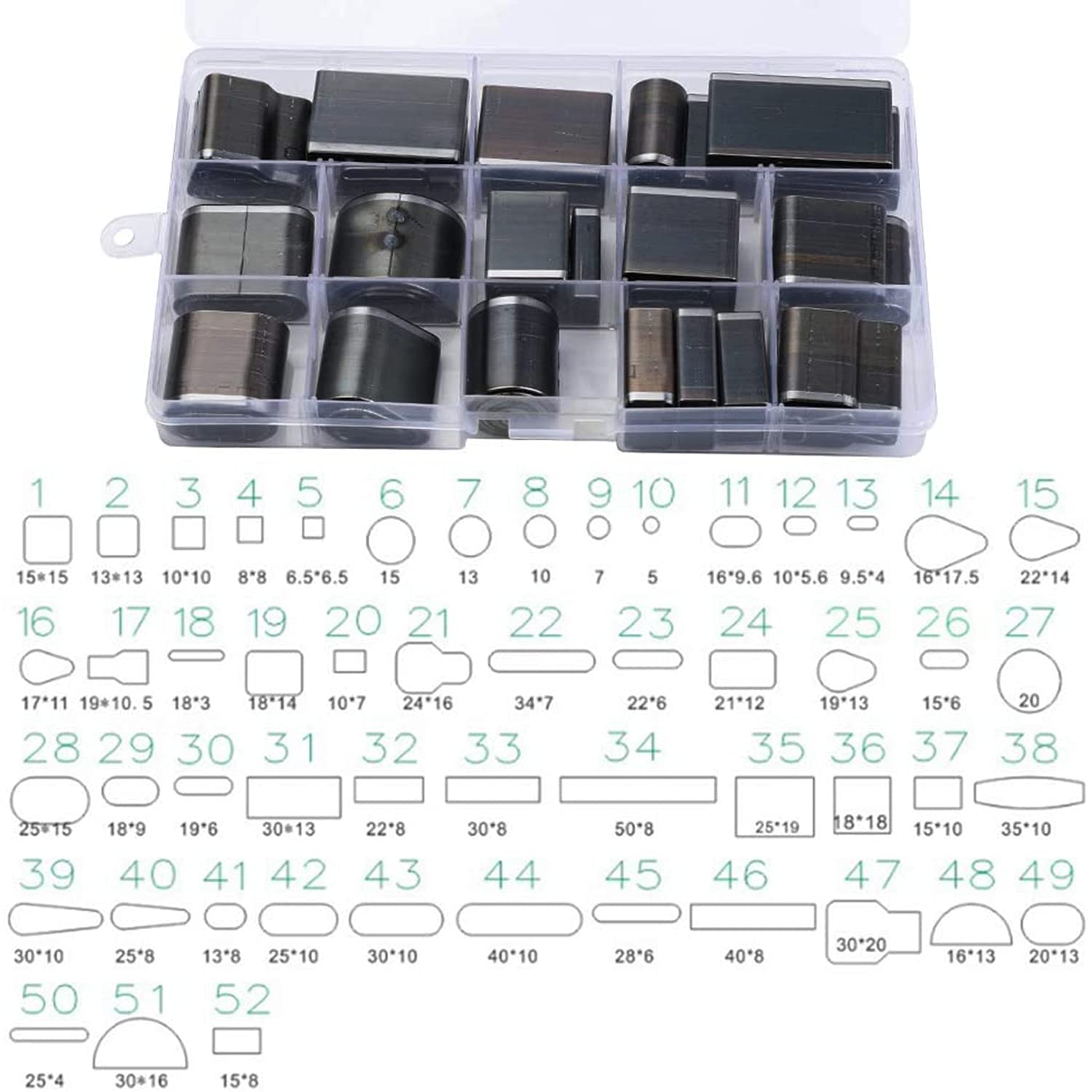 Trimming Shop 52pcs Shape Hole Punch Set, Leather Hole Cutting Set, Shapes Punch Cutter Tools, Hollow Hole Punching for Leathercrafts, Shape Hole Cutters