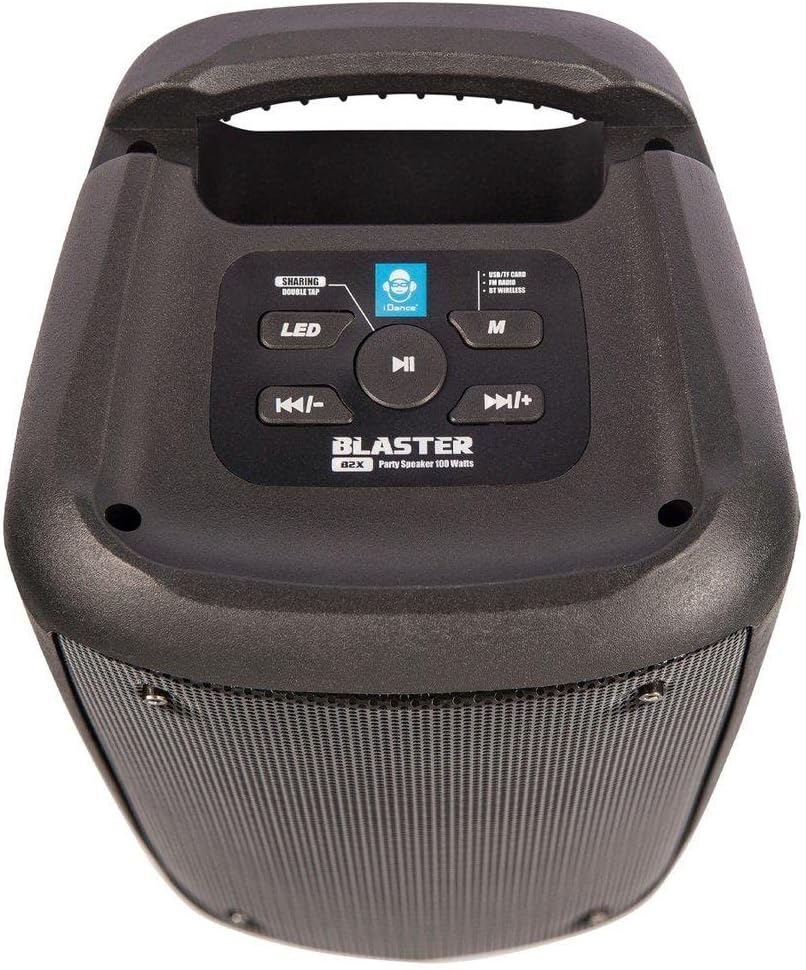 Top panel of the iDance Blaster speaker showing control buttons and ports.