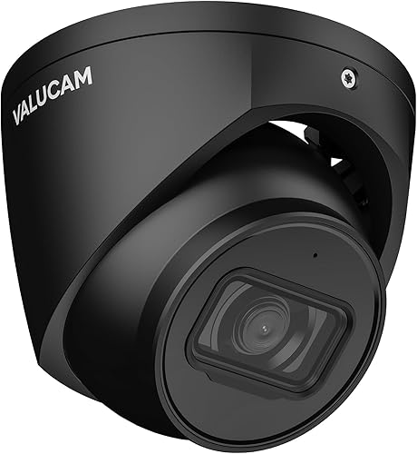 Cámara IP PoE negra de 4 MP con micrófono integrado para exteriores - Red de globo ocular de vigilancia de baja iluminación con 98 pies IR de visión