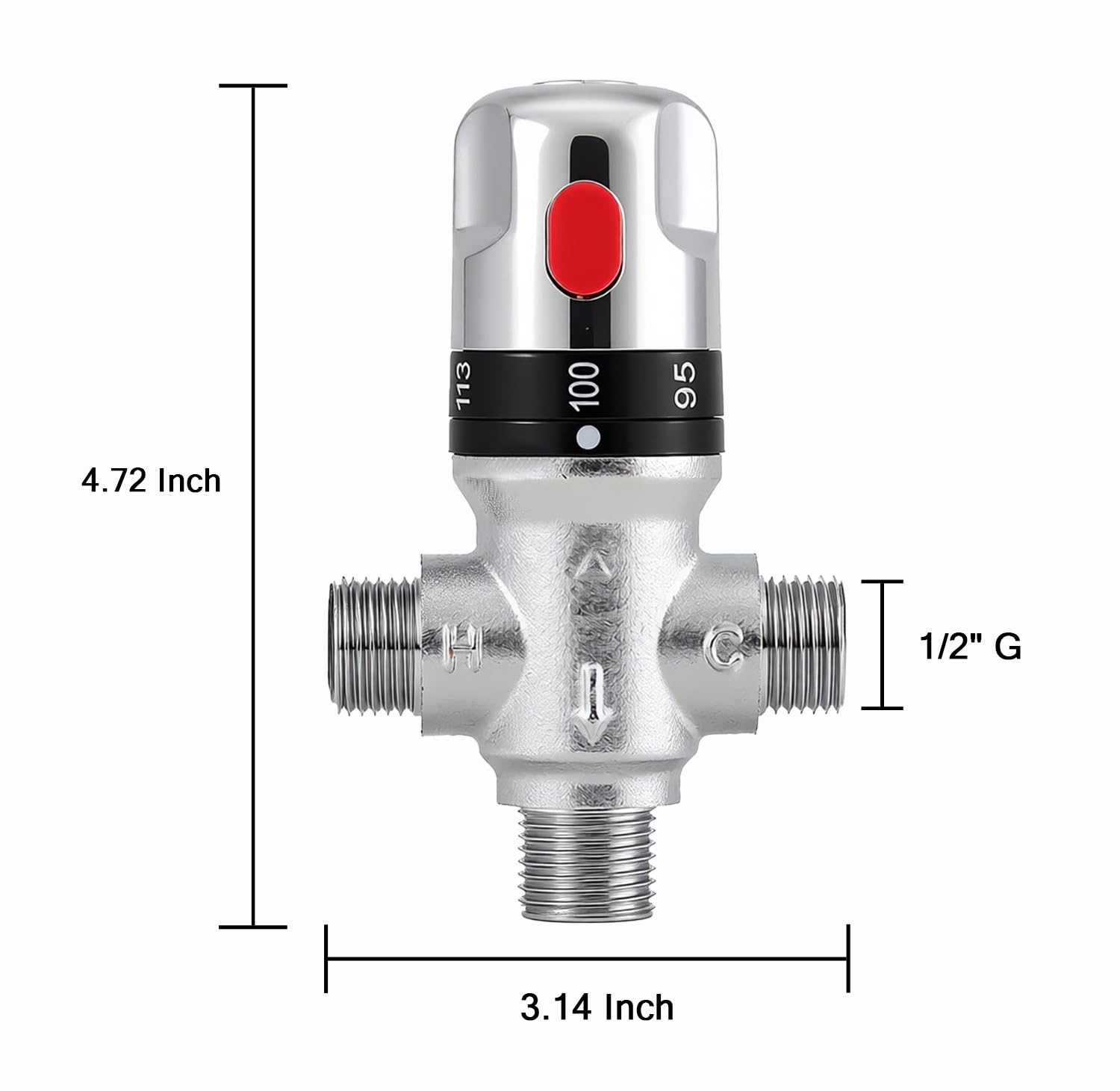 Tremax - Valvola termostatica per sistema doccia, controllo della temperatura dell'acqua, 1/2 NPT, scala Fahrenheit, in ottone massiccio