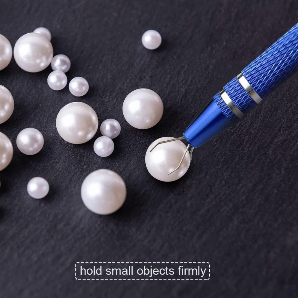 Pinzetta per gioielli,Pinzetta Gioielli con 4 Griffe in acciaio inossidabile Catcher Grabber Gioielli,Strumento per pick-up,Pinza per Gemme e Jewelry per Creazione Gioglielli(blu)