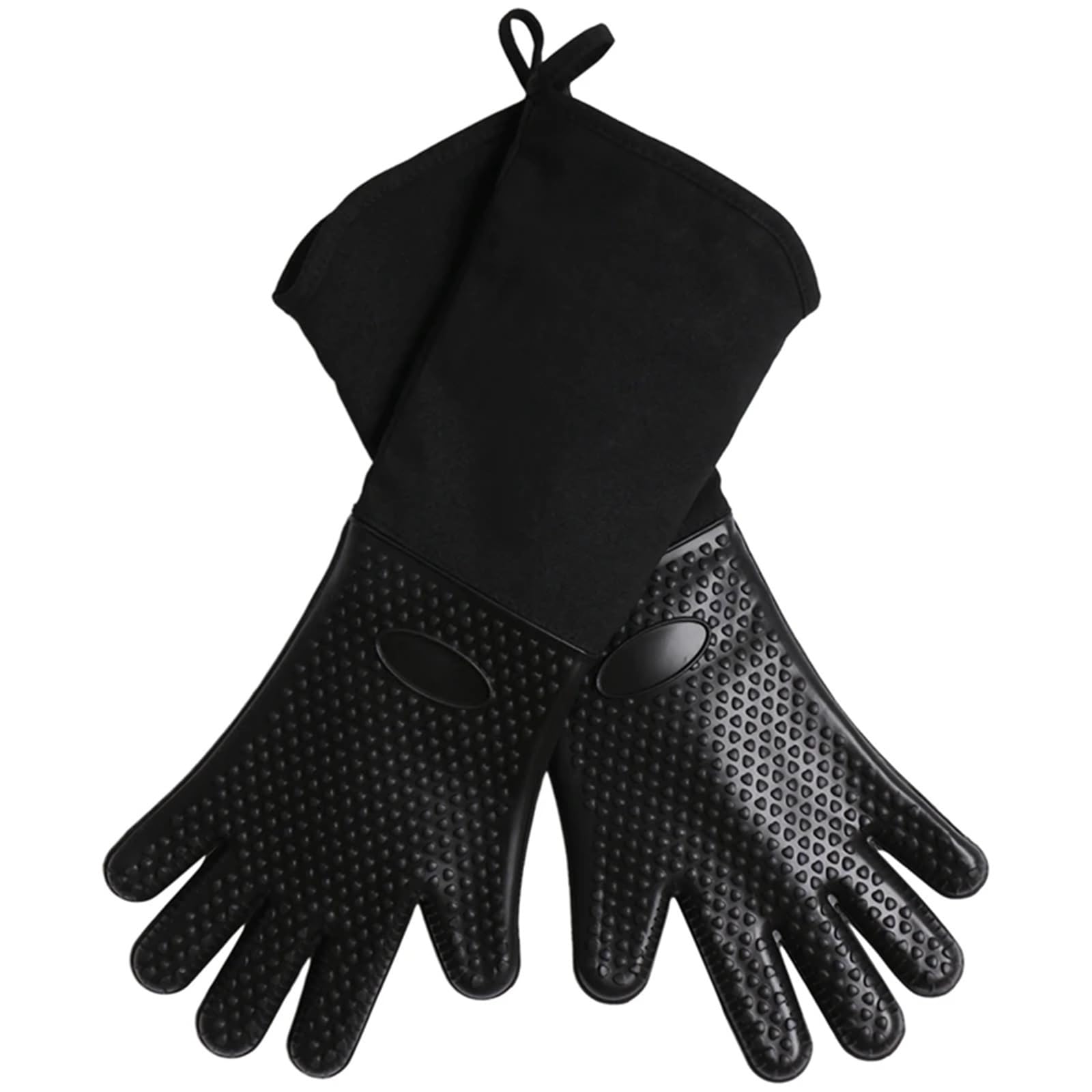 Extra Long Professional Silicone Oven Mitt, Heat Resistant Cooking Glove With Internal Cotton For Kitchen