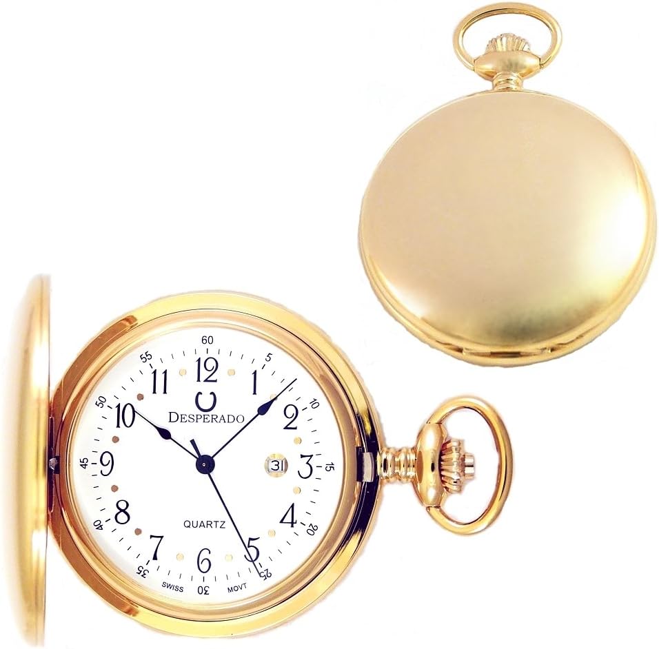 Desperado"Roosevelt" Gold Plated Pocket Watch with Swiss Made Quartz Movement