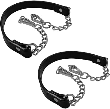 Luomorgo 2 Pcs Metal Chain Handles Strap, Black PU Leather Purse Strap Replacement, Long Handbags Chain Handles for Shoulder Bags, Clutch Purse DIY Crafts Silver-Black, 22.8" Length