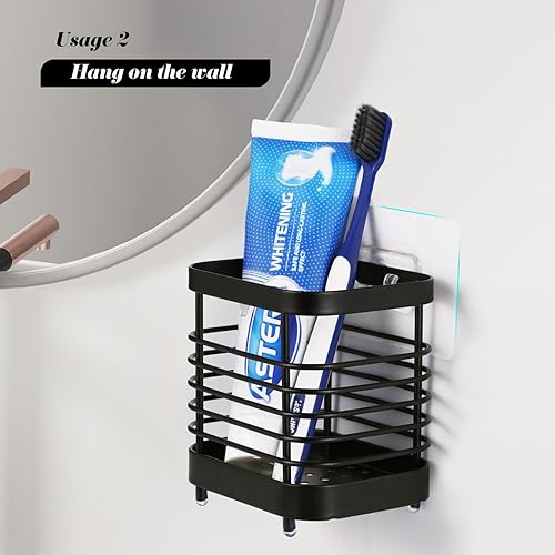 Miniatura 3 de Soporte para cepillos de dientes de acero inoxidable para baño, soporte para pasta de dientes de pared, soporte para maquinilla de afeitar,