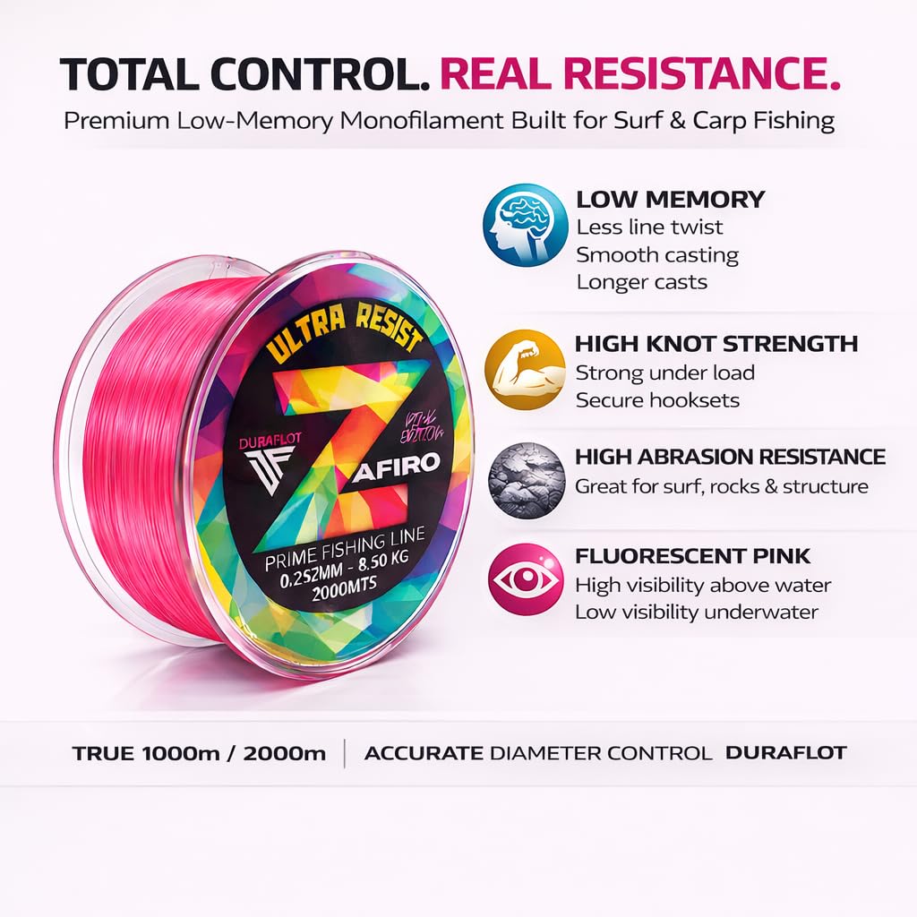 Zafiro Pink Hilo de Pesca Monofilamento Nylon 1000-2000 m 0,18-0,50 mm Baja Memoria Alta Abrasión