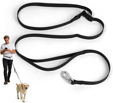 Hands Free Dog Leash, 6 FT Adjustable Crossbody/Waist Leash for Dogs, Running,Jogging,Training, Reflective Walking Lead for Large, Medium and Large Breed Dogs, Easy to clean,Black