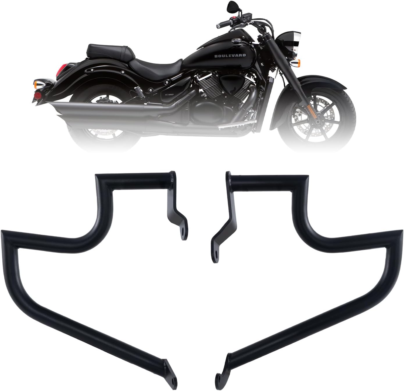 Kinglemc Crash Bar Engine Guard Highway Bar for Suzuki Boulevard C90 C90T C90Boss 2013-2022 (Black)