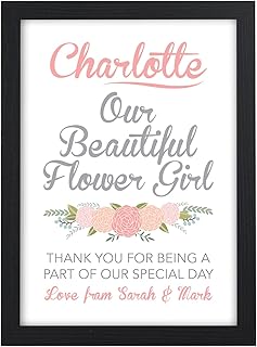 Our Beautiful Flower Girl, Bridesmaid, Thank You Gifts for Junior Bridesmaid, Flowergirl Thank You Keepsake - Thank You Presents for Flower Girls - A5, A4 Prints and Frames