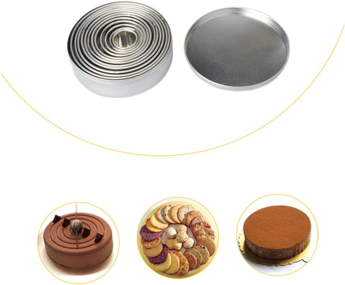 12pcs Bakery Mousse Ring Stainless Steel Tool Round Cake Mold Tart Molds for Baking