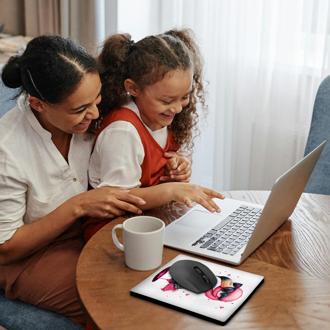 3dRose Cool Pink Flamingo in A Jacket and Sunglasses Illustration - Mouse Pads (mp-378097-1)