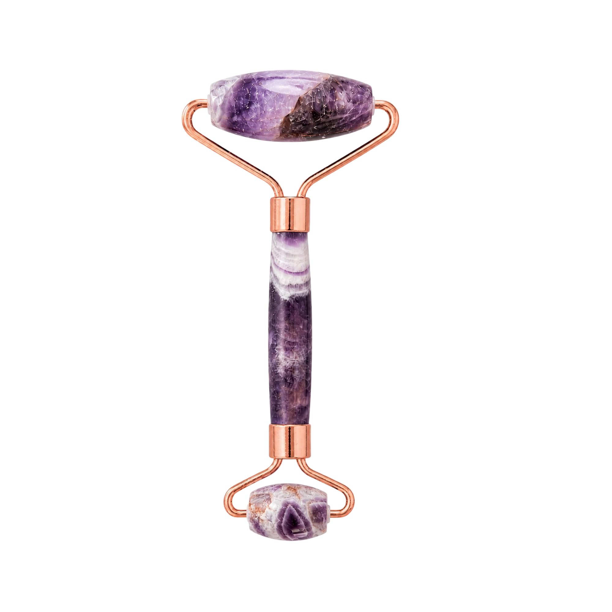 Serein Amethyst Facial Roller for Face & Neck | Natural Purple Crystal Jade Roller for Skincare, Beauty & Self Care | Dual-Sided Gemstone Face Massage Tool with Rose Gold Frame
