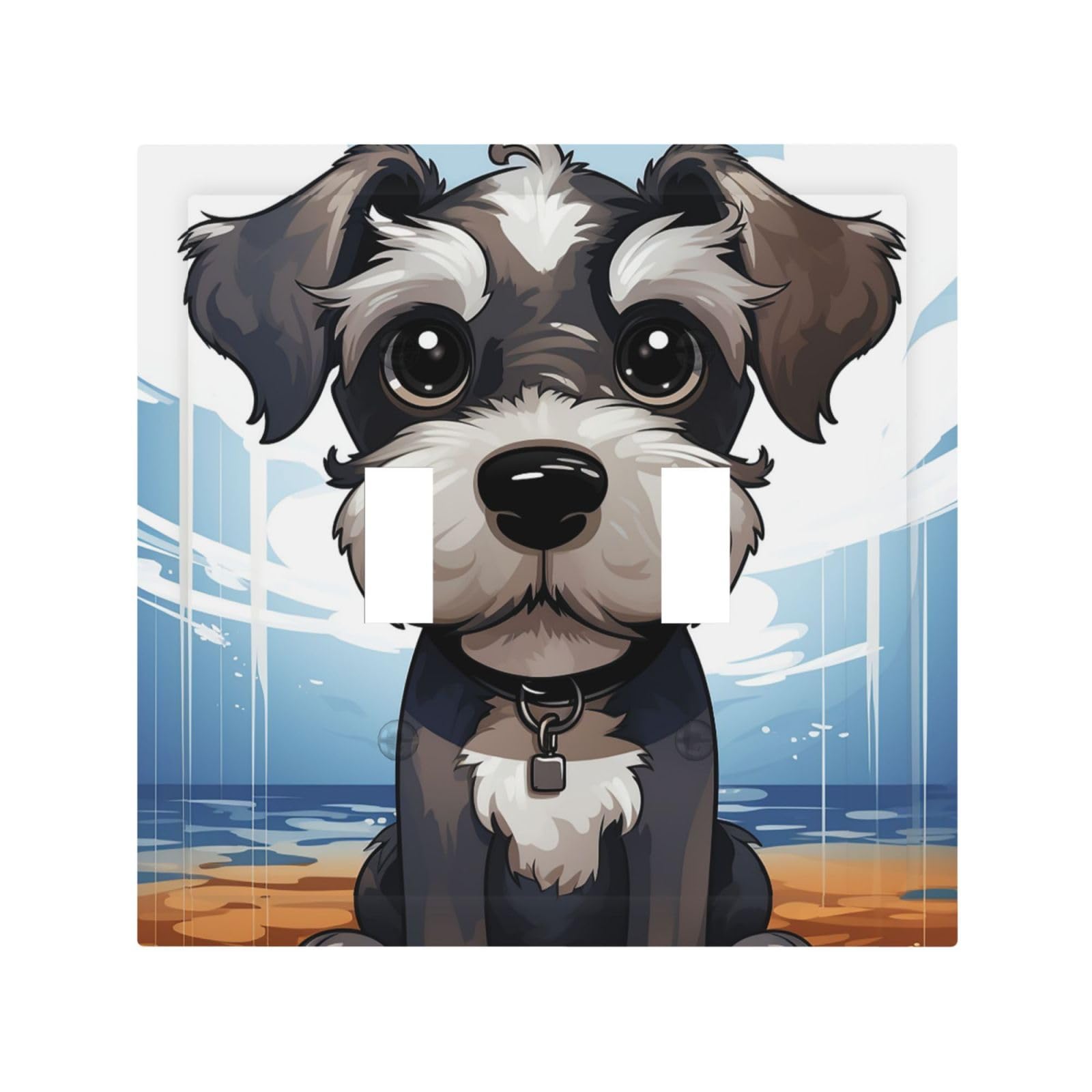 Decorator Double Toggle Light Switch Covers adorable schnauzer Wall Plate 2-Gang Mid Size 5" x 4.9" Double Toggle Switch Wallplate Decorative 2 Gang Wall Switch Plate Covers