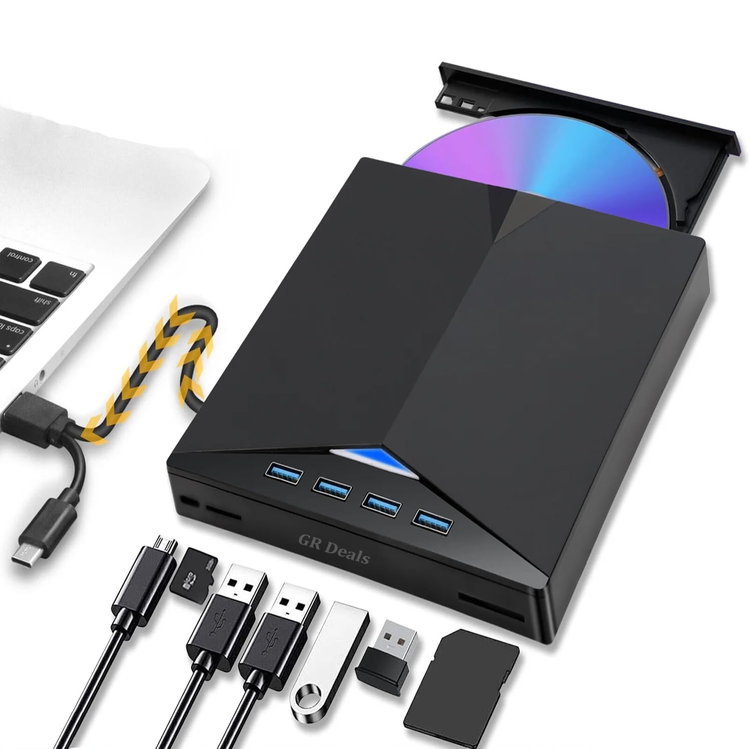 GR Deals 7-in-1 External CD DVD Drive for Laptop, USB 3.0 USB C Portable CD/DVD ROM +/-RW DVD Player with TF/SD Card Slots, Optical Disk Drive Reader Writer Burner Fit for Laptop/PC etc.(Black)-picture-23