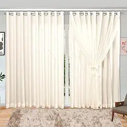 Cortina de Voil Liso com Forro Microfibra (6 METROS, PALHA)