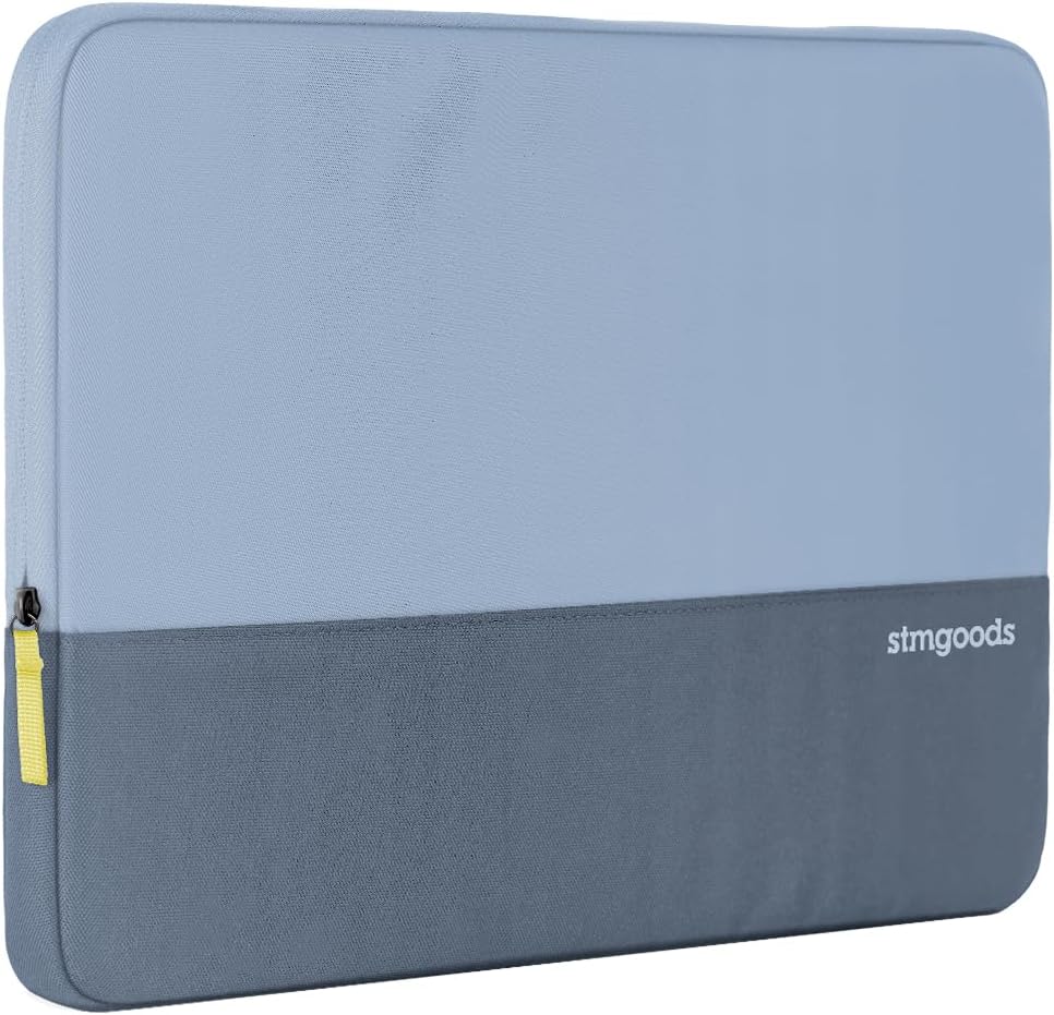 STM Origin Laptop Sleeve – Slim & Lightweight, Fleece-Lined Interior, 4mm EVA Shock Absorption, Smooth Zipper Access, Stylish & Protective Design for 14” Laptops - Glacier Blue