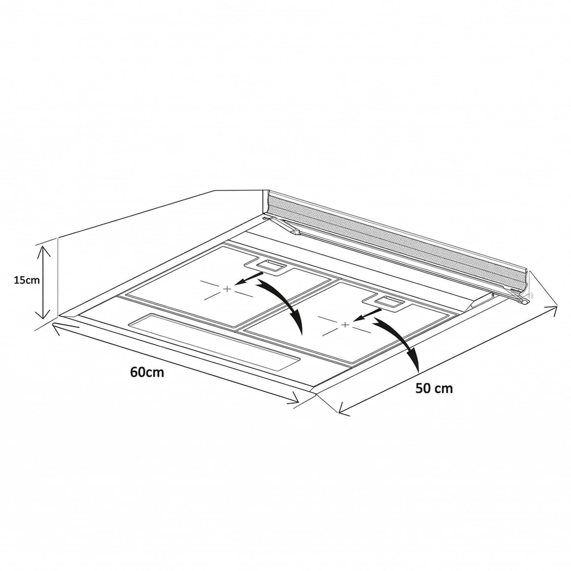 XCH-450S Cappa aspirante Piano di lavoro 60cm, Cappa Cucina Scarico e Riciclaggio 347,4 m³/h, Doppio Motore, Acciaio inossidabile, Argento