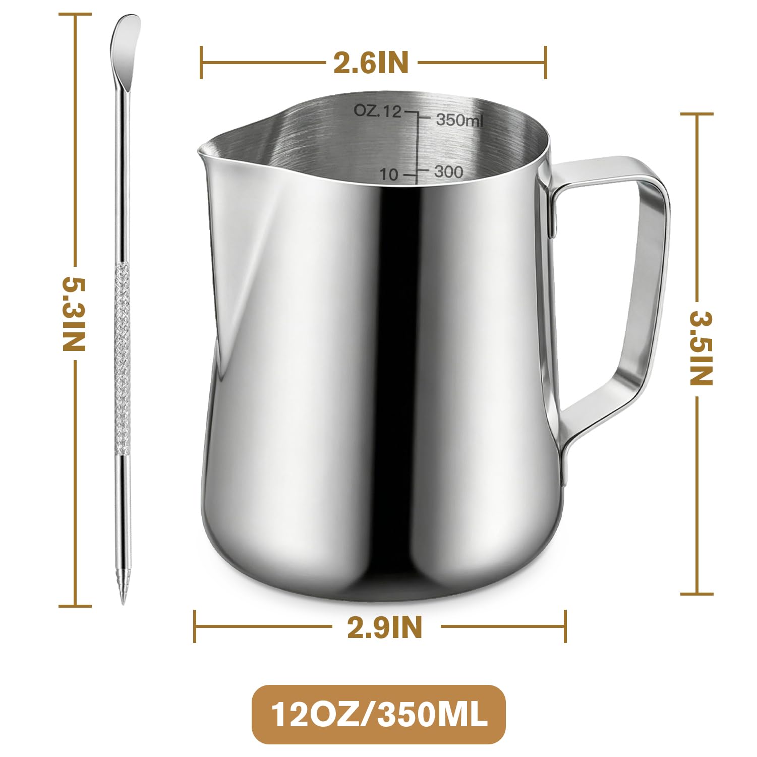 Amazon.com: Milk Frothing Pitcher, 350ml/12oz Milk Frother Cup
