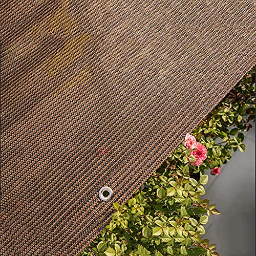 Malla sombreadora sun net Tela de Sombra de Malla de Jardín, Velas Solares de Pérgola Marrón con Arandelas de Cobre, Cubierta de Malla de Sombra Resistente a Los Rayos UV Para Patio con Balcón en El T