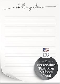 Personalized Notepad, Custom Stationery Note Pad 3 Sizes - 50 or 100 Sheets All Lower Case Unlined Customizable with Name, Custom Stationery Gifts for Women & Men - Swash Script Pad