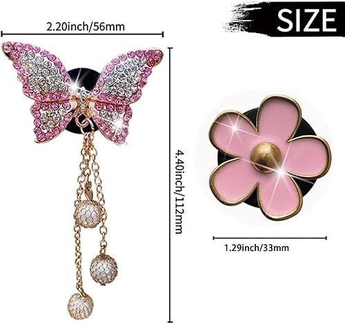 Miniatura 5 de Daisy & Butterfly Pandent - 4 ambientadores brillantes para automóvil, clips de ventilación con decoración de diamante y gancho para máscara de