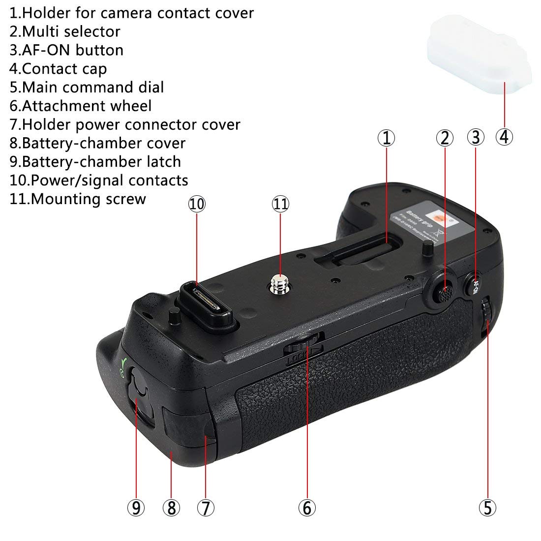 DSTE mb-d18 battery grip con telecomando a infrarossi funzione + 2 x EN-EL15 batteria per fotocamera digitale reflex Nikon D850