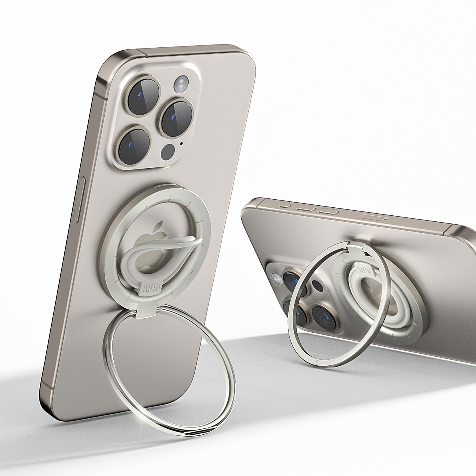 OPSO Magnetic Phone Ring Holder for MagSafe, 360° Rotatable Gym Finger Ring Grip Stand, [Dual-Sided Magnet] Magnetic Phone Grip Adjustable Kickstand