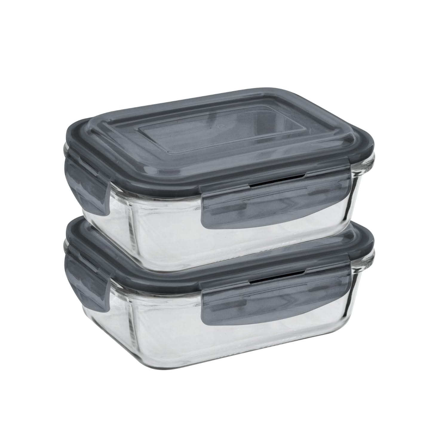 Homeshopa.com 2 Pack Homeshopa Airtight Glass Food Storage Container, 1100Ml, Bpa-Free & Leak Proof Silicone Seal Plastic Lids, Glass Meal Prep Takeaway Lunch Boxes