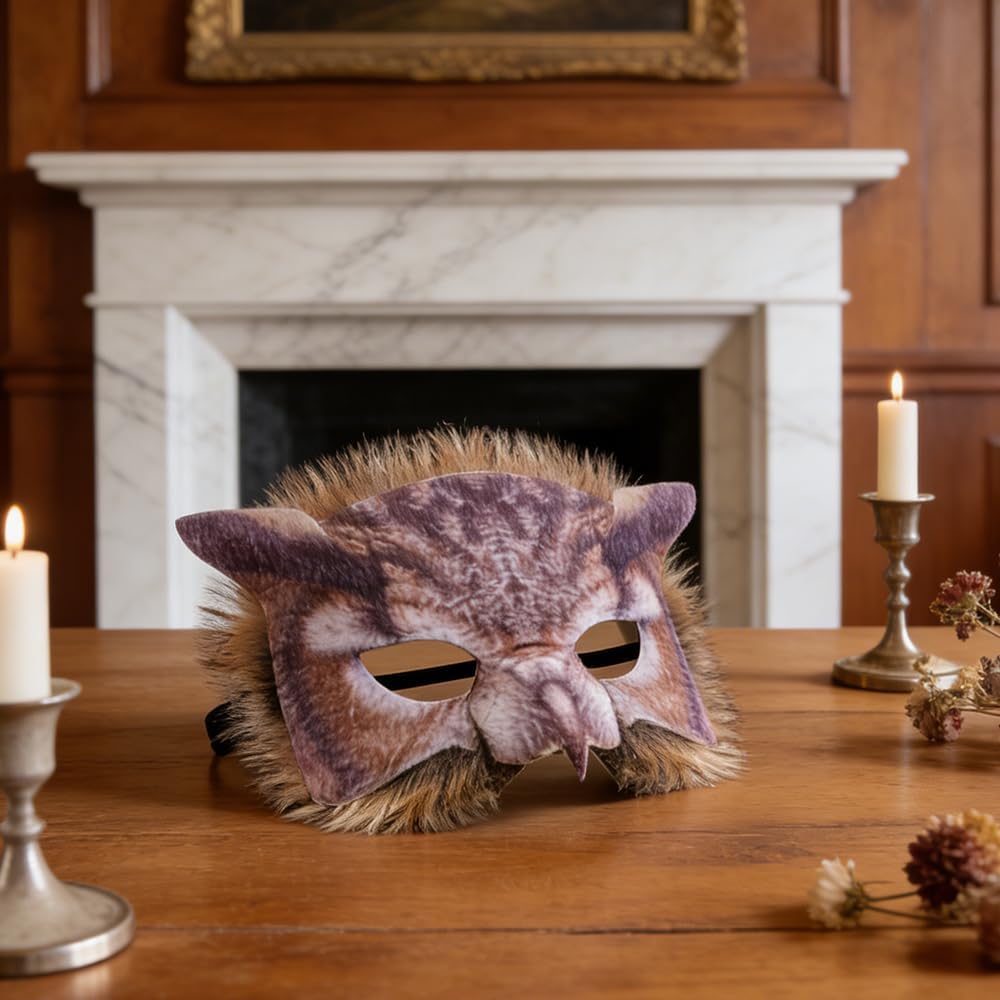 Owl Mask Costume Animal Face Mask Adult Halloween Men Women Realistic Bird Predator Decor Gifts for Cosplay Party (Owl) - Image 3