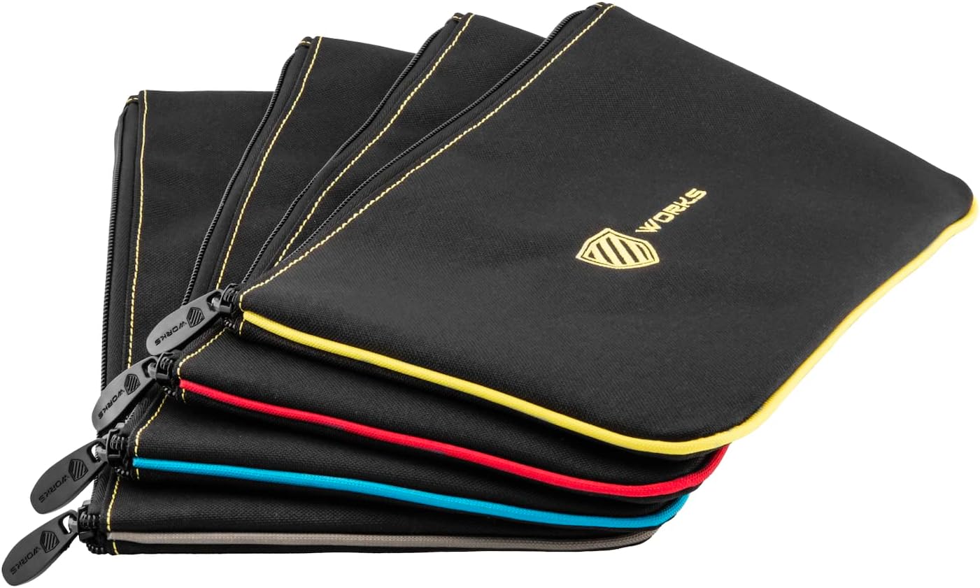 Works 4 Pack Heavy Duty 12 Inch Organizing Zipper Tool Pouch Tool Bag