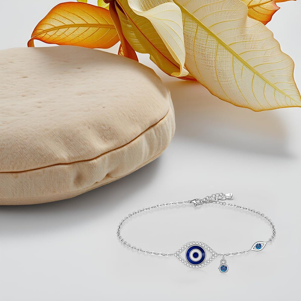 Anklets for Women Evil Eye Anklets for Women Sterling Silver 925 Mothers Day Jewelry Waterproof Adjustable Nice Evil Eye Gift Protection - Image 9