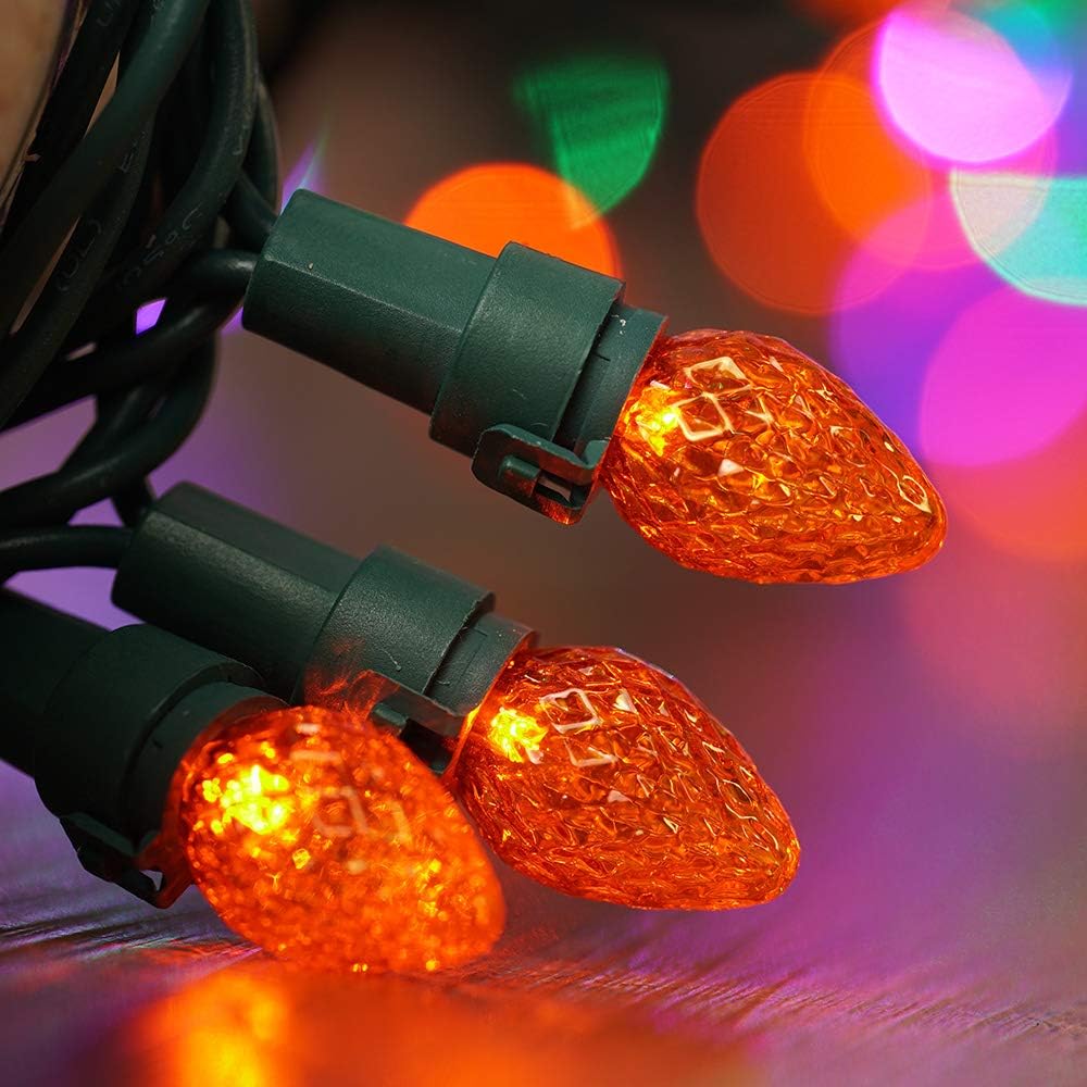BOHON Halloween String Lights 50 LEDs Orange Lights UL Certified Christmas Lights Green Wire Halloween Lights Plug-in for Indoor Outdoor Halloween Decorations Thanksgiving Tree Carnival Decor(Orange)