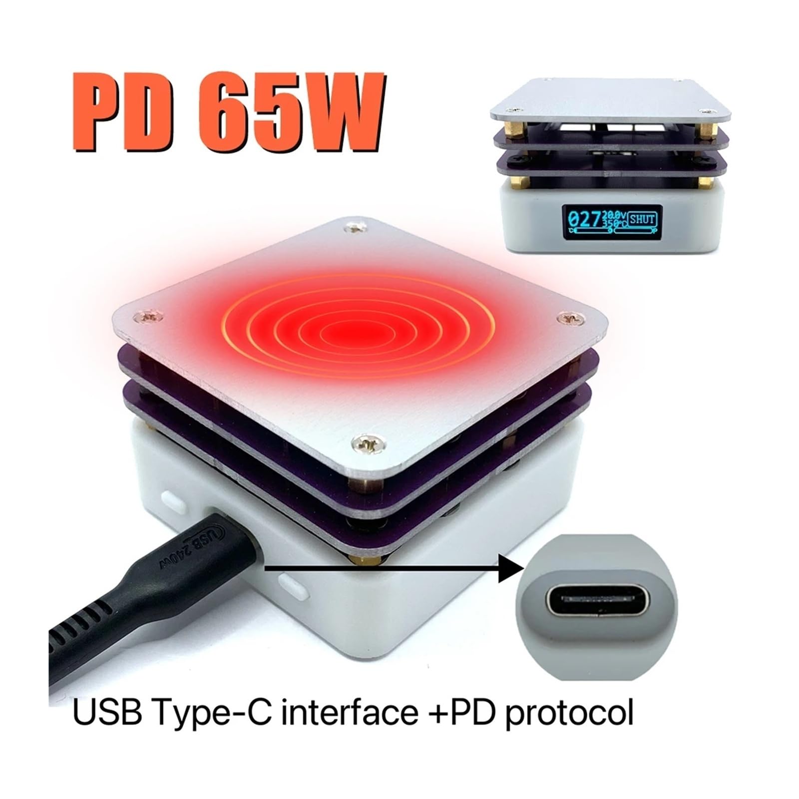 Vorwärmstation, PD65W Mini-Heizplatte SMD-Vorwärmer Vorwärm-Nacharbeitsstation PCB-Löten Entlöten Heizplatte LED-Streifen-Reparaturwerkzeug