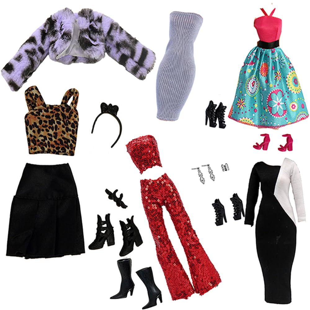 20Pcs Doll Clothes and Accessories, Lance Home 5 Sets Fashion Outfits Autumn Dresses Spring clothes Sweater Pants Shoes Socks Bag For 29cm Dolls Accessories Baby Gifts (E)