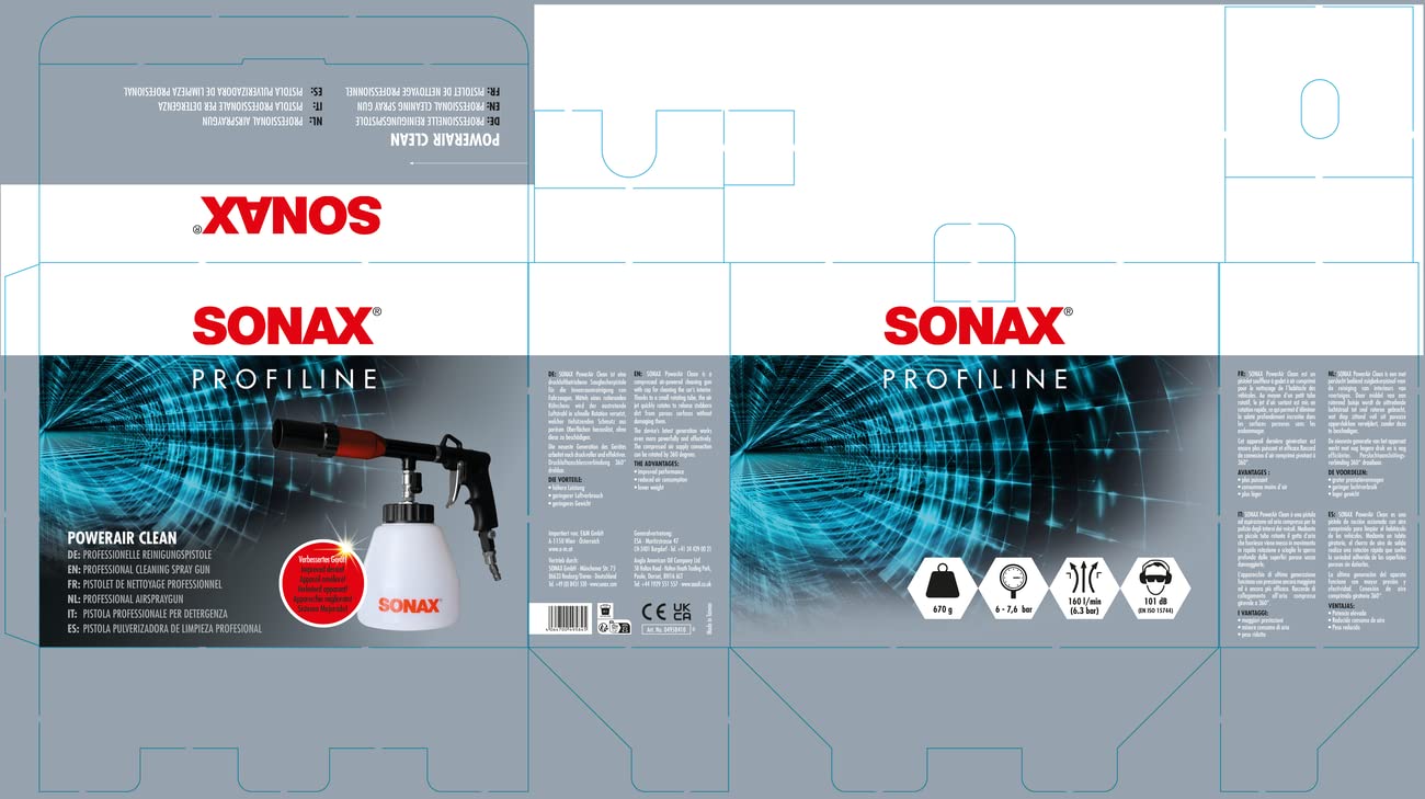 SONAX PowerAir Clean (1 Pezzo) Pistola a Ventosa ad Aria compressa per la Pulizia degli Interni di Veicoli | Art. 04958410