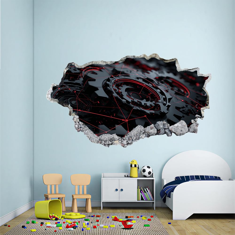 3D Wandaufkleber, Gang Durchbruch Wandtattoos Deko Wand Selbstklebend Industriemaschinen, Wand Aufkleber Wanddurchbruch Wandsticker für Zuhause, Badezimmer, Schlafzimmer, Wohnzimmer