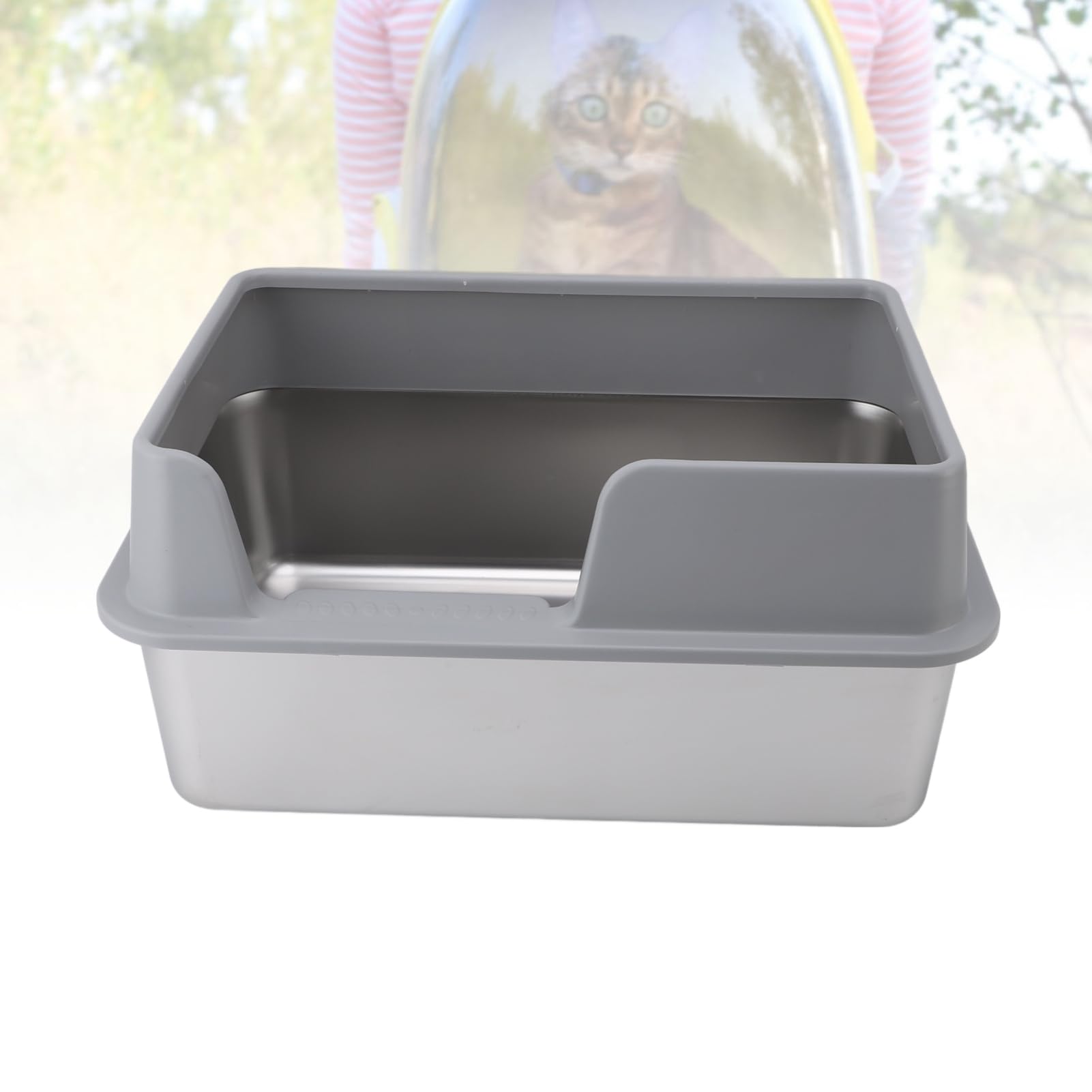 Katzenklo mit Schaufel, XXL Katzentoilette Offen, Ohne Deckel Edelstahl Katzenklo Selbstreinigend Cat Litter Box mit Rand Spritzwassergeschützt Für große Katzen Kätzchen