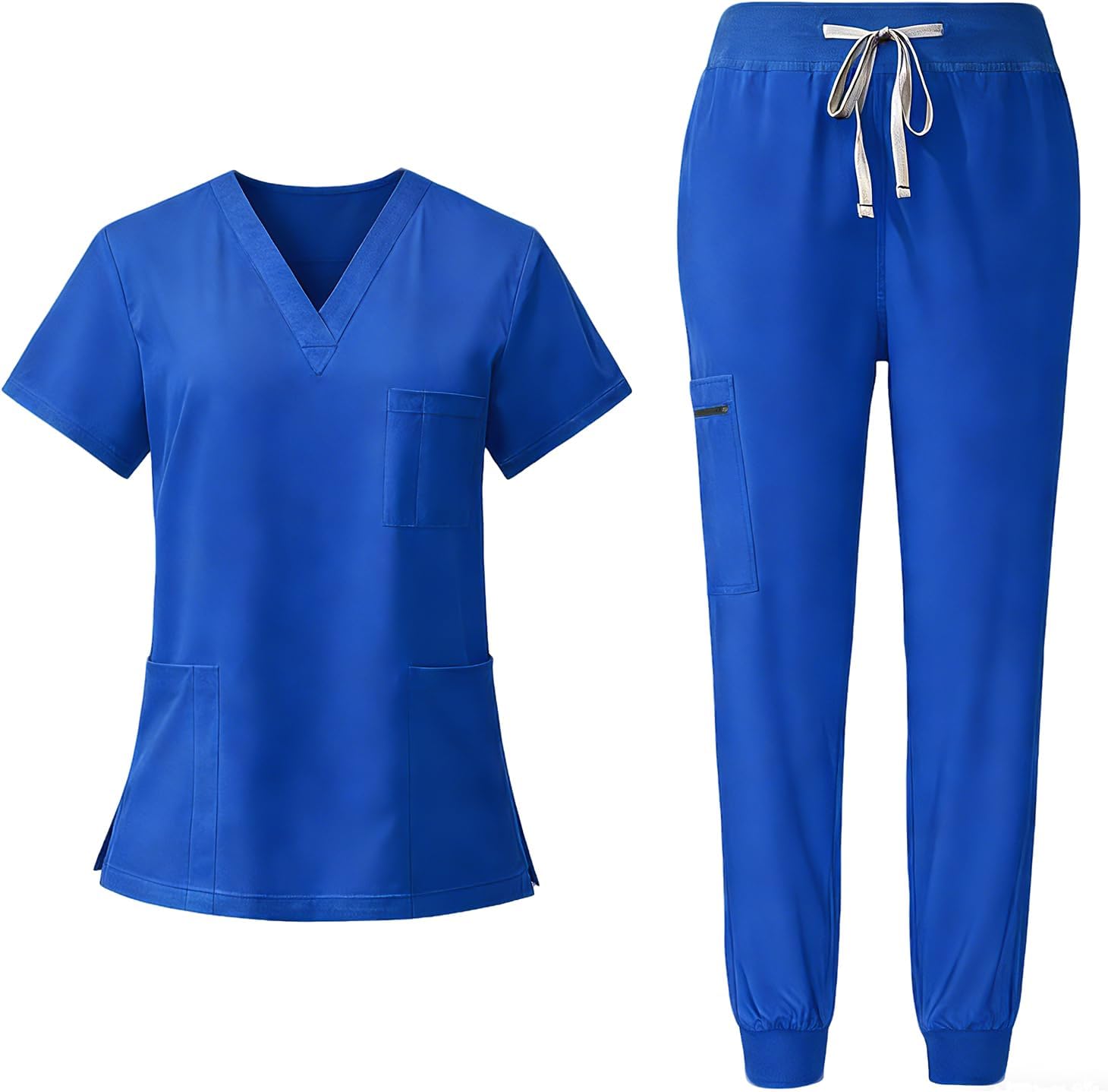 Bopika Scrubs for Women Set Womens Medical Scrub Sets Nurse Uniform Jogger Suit Stretch Top & Pants with Multi Pocket